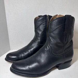 SEMI-NEW TECOVAS THE DEAN Leather ZIP Boots For Men Sz 9.5 D In BLACK MIDNIGHT